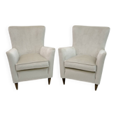 Paire de fauteuils en velours italien de style Gio Ponti, style Mid-Century Modern, pour Isa