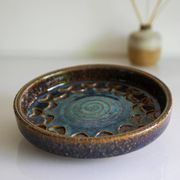Ceramic plate in modernist art by Michael Andersen, Denmark, 1960s.