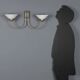 Vintage wall light in glass with double socket, Italian design from the 1960s.