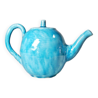 Individual tuquoise glazed ceramic teapot