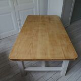 Coffee table made from a vintage farmhouse table in solid wood.