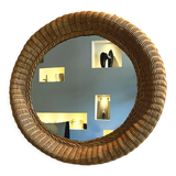 Round rattan mirror