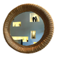 Miroir rond en rotin