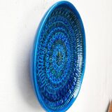 Large wall plate Rimini Blu Italian mid-century by Aldo Londi for Bitossi, 1960s.
