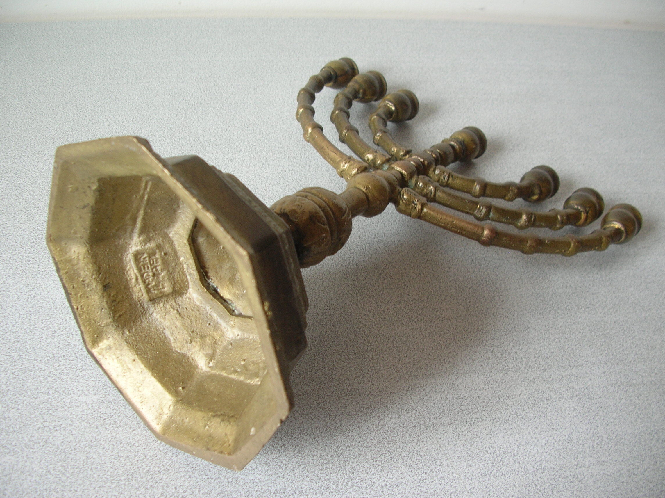 Old Jewish candlestick 7 branches menorah bronze 23 cm