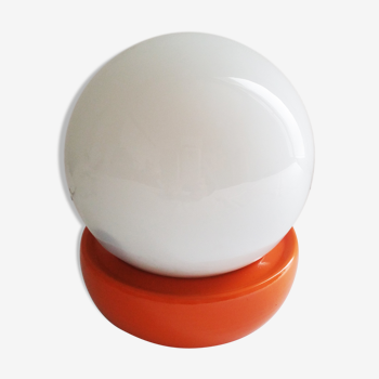 Small lamp 60s-70s - ceramic orange and white opaline
