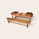 Grande table de ferme - 2 bancs - 2 rallonges 