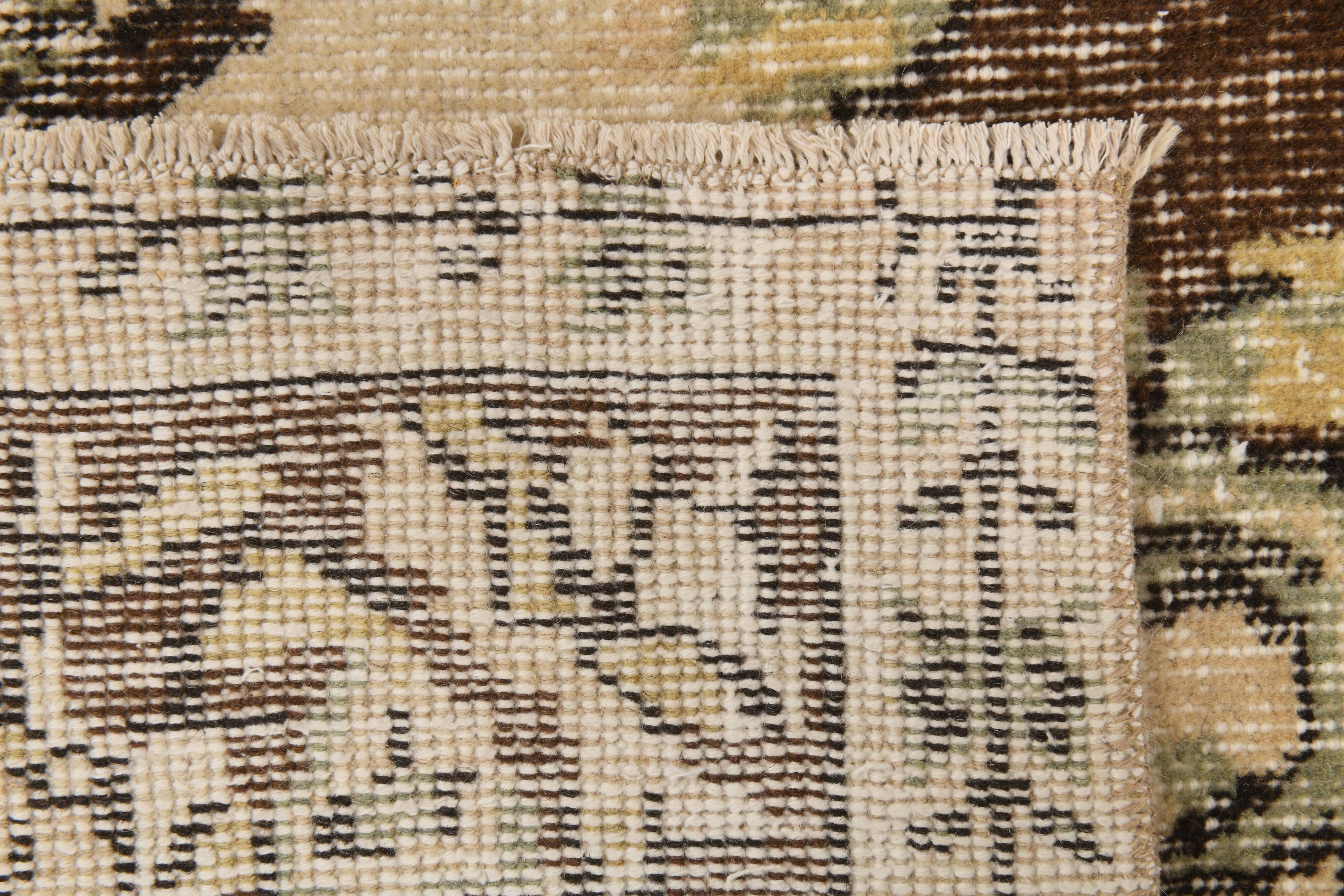 5x9 Cream & Brown Turkish Vintage Rug 162x260Cm SK 24779