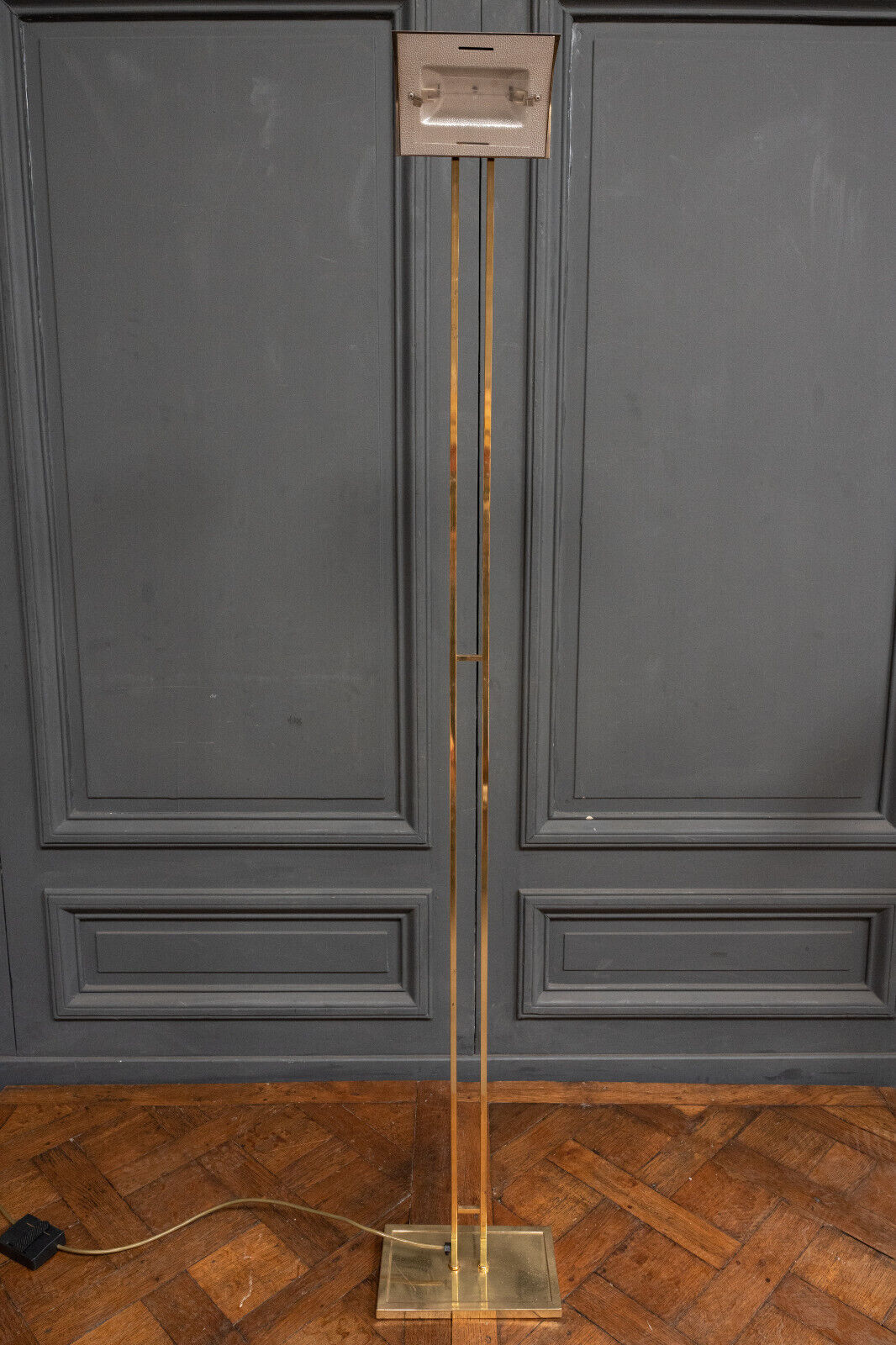 Halogen gilded metal floor lamp 1980 modernist