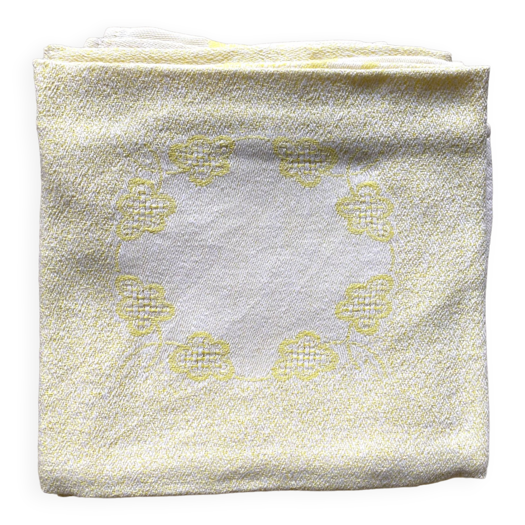 Serviettes de table vintage jaune et blanc