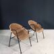 Mid-Century Modern Rattan Armchairs, France, 1950s, Set of 2