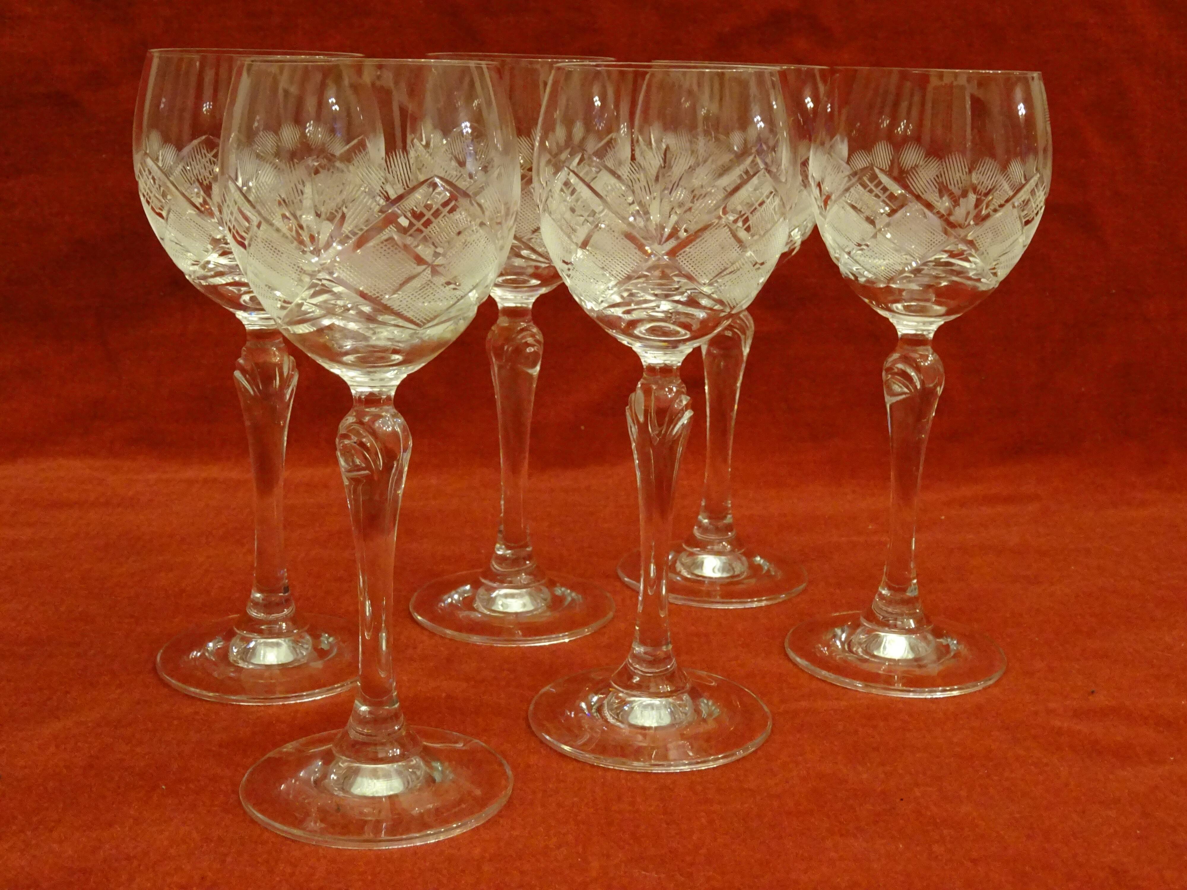 6 cut crystal glasses