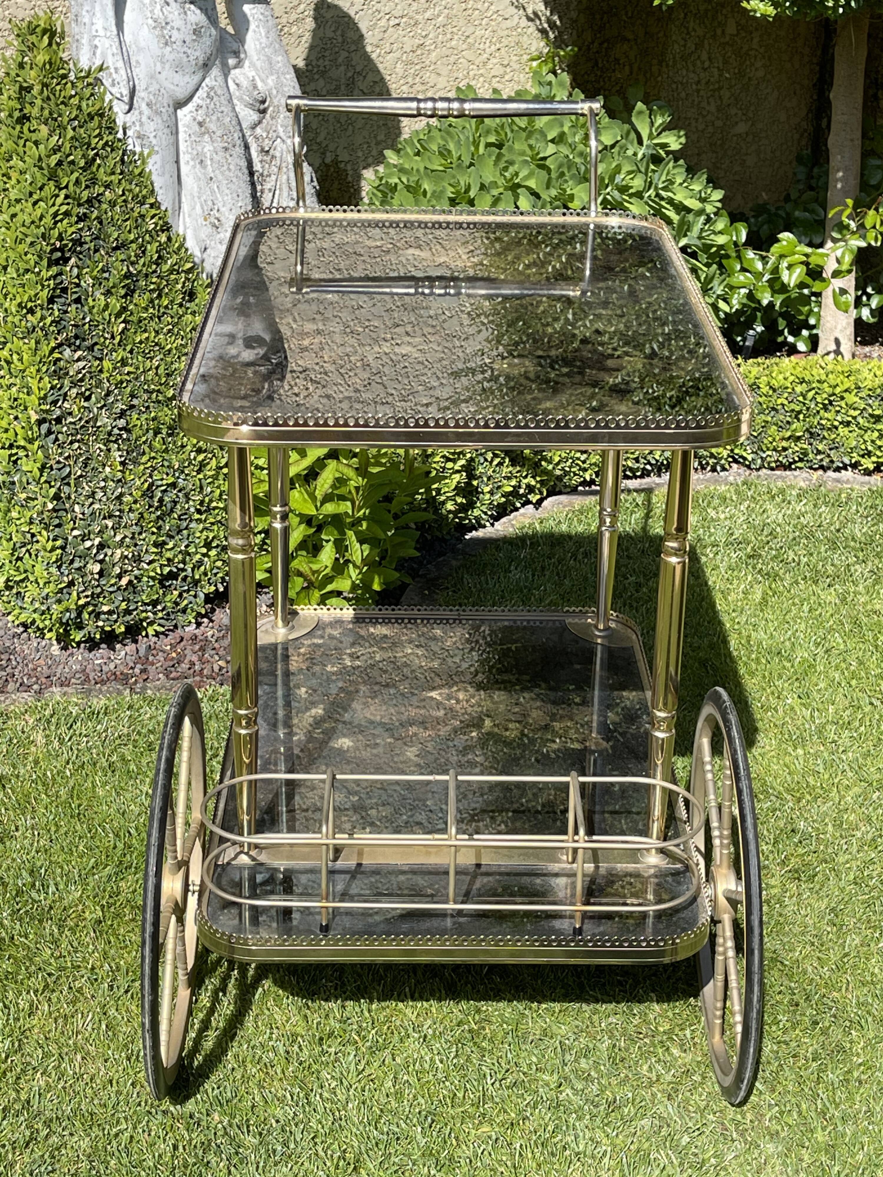 Brass rolling bar trolley around 1960