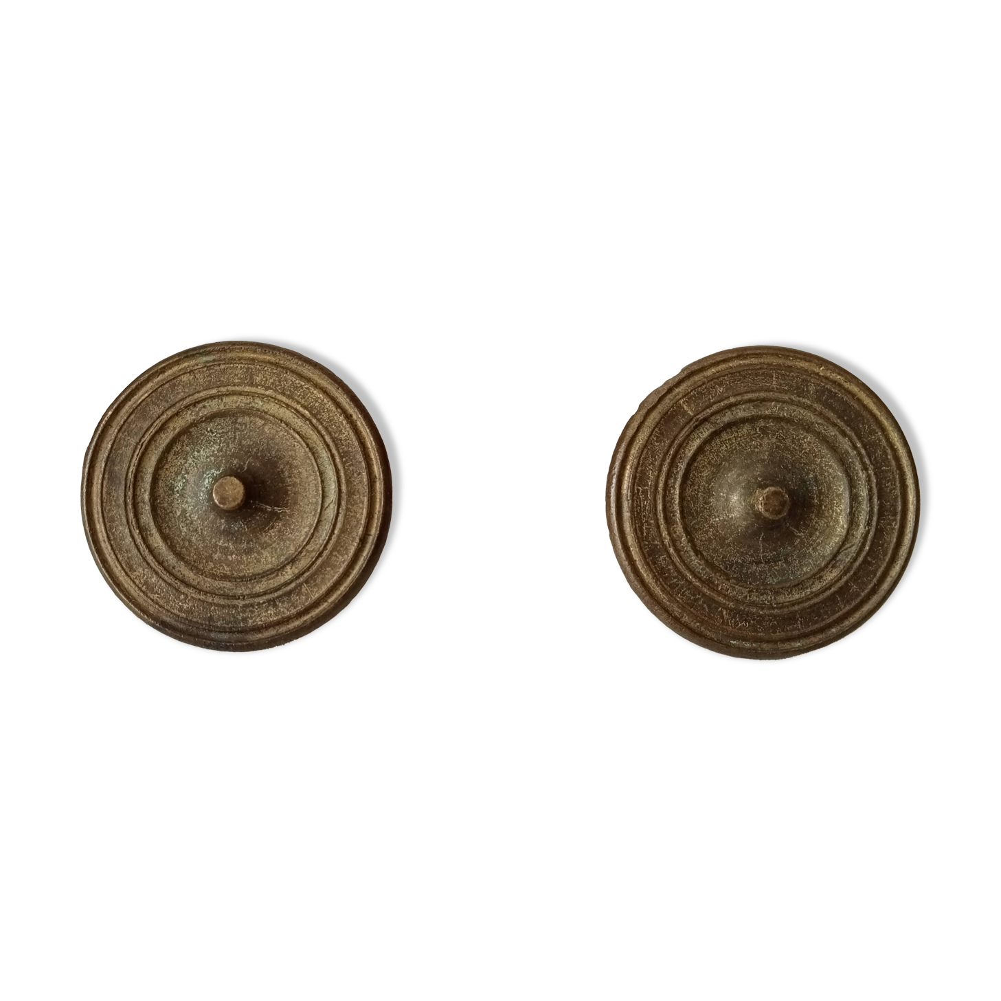 Pair of antique bronze furniture knobs from the 19th century Empire