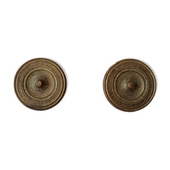 Paire de boutons de meuble ancien en bronze Empire XIXeme