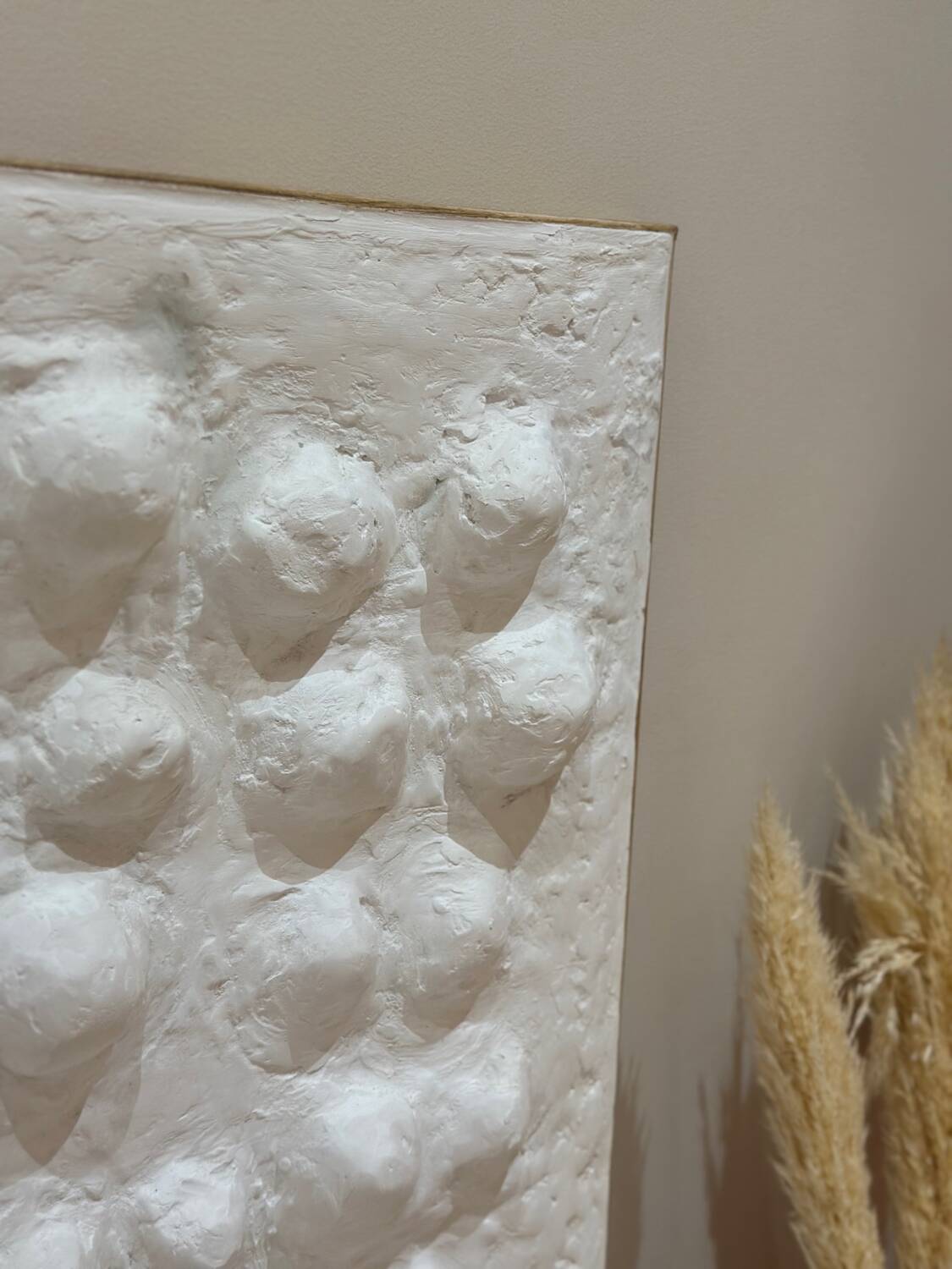 Tableau contemporain texturé relief 3D minimaliste - murmures blancs