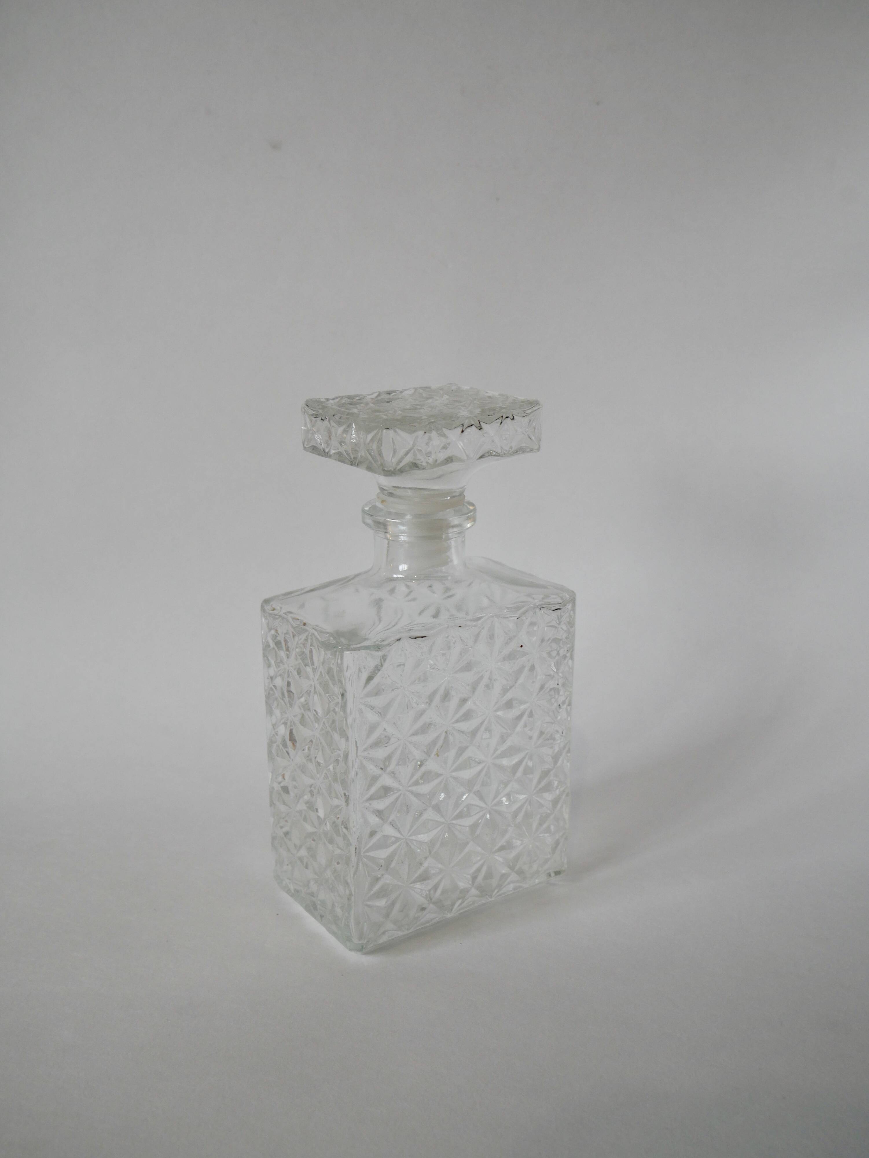 rectangular glass whiskey decanter 1970 21 X 10.5 cm