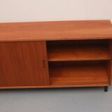 1960s walnut sideboard with sliding doors, 120cm