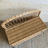 Coffre banc vintage en osier