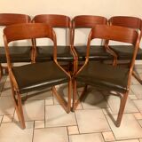 Suite de 6 chaises Baumann modèle traineau