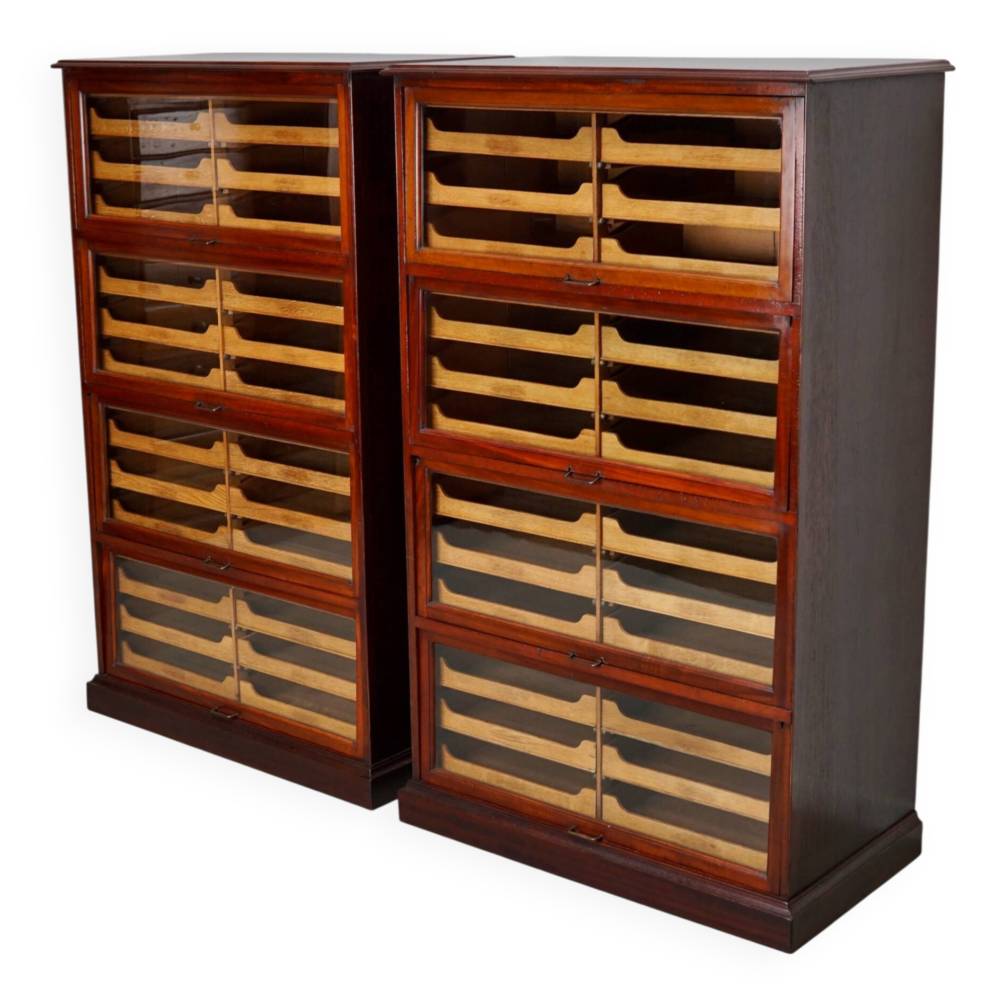 English Haberdashery Shop Cabinet with Glass Fronted Folding Doors, Ca 1920