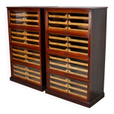 English Haberdashery Shop Cabinet with Glass Fronted Folding Doors, Ca 1920