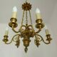 French victorian brass 6 light cherub chandelier with floral decoration