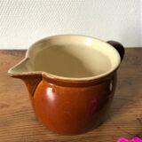 Pot à lait ancien en terre vernissé brun