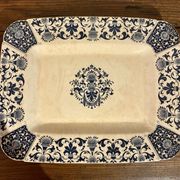 Plat rectangulaire,Manufacture de Gien, modèle Carré Bleu