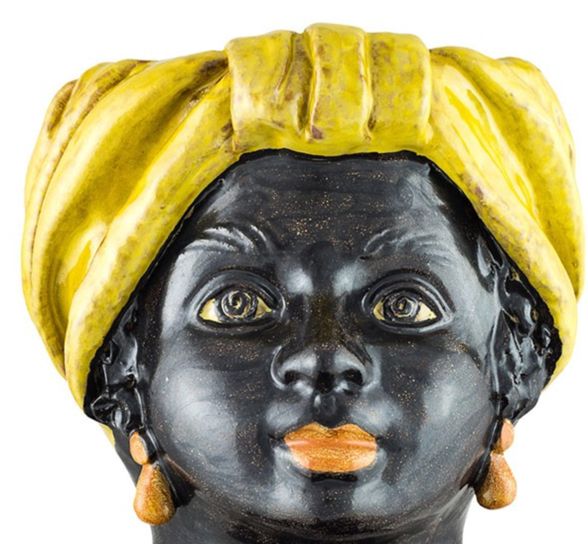 Medium yellow woman head vase