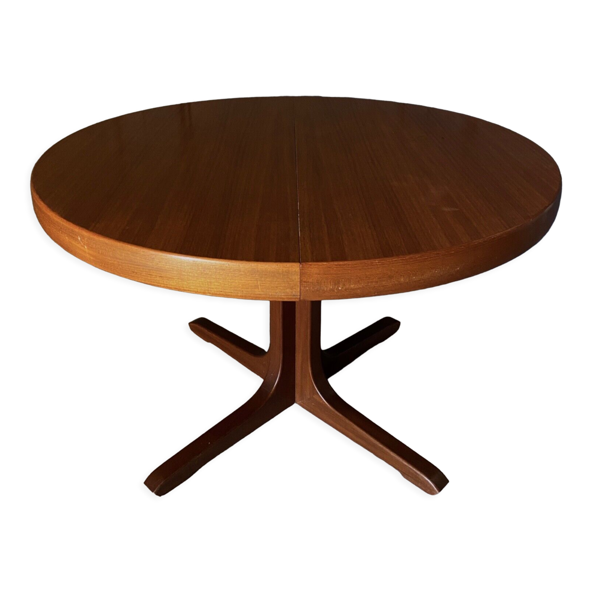 Table Baumann scandinave ronde 1970 rallonges a systeme 4 à 8 personnes