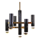 Brass & gunmetal geometric chandelier by "Boulanger S.A."