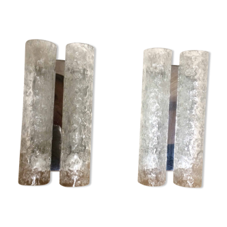 Duo d'appliques murale avec deux cylindres en verre de Doria Leuchten