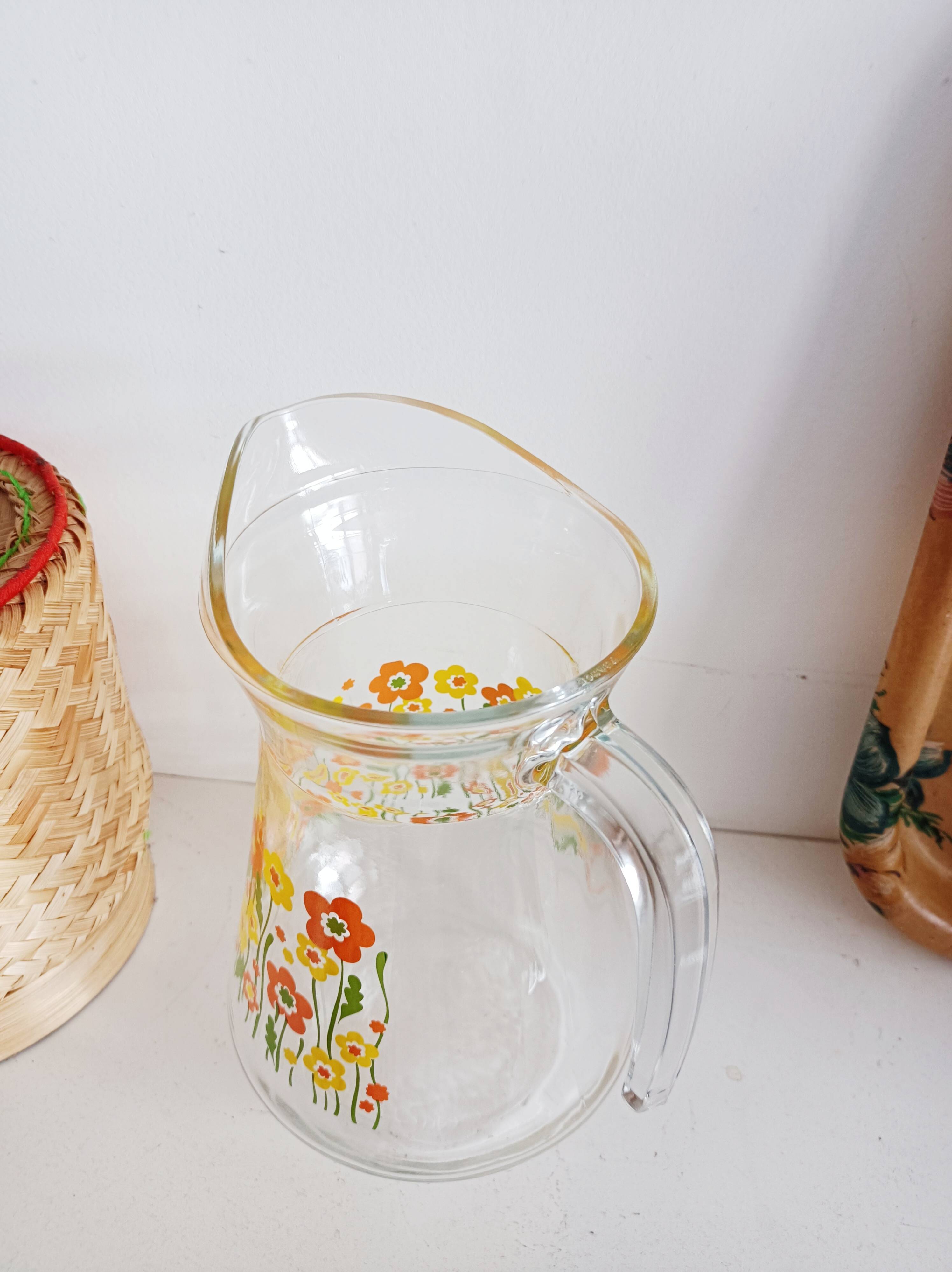 Flowery glass carafe, 1970s