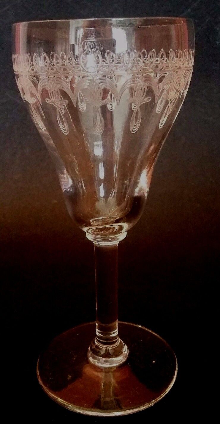 Port glass or crystal aperitif engraved nineteenth