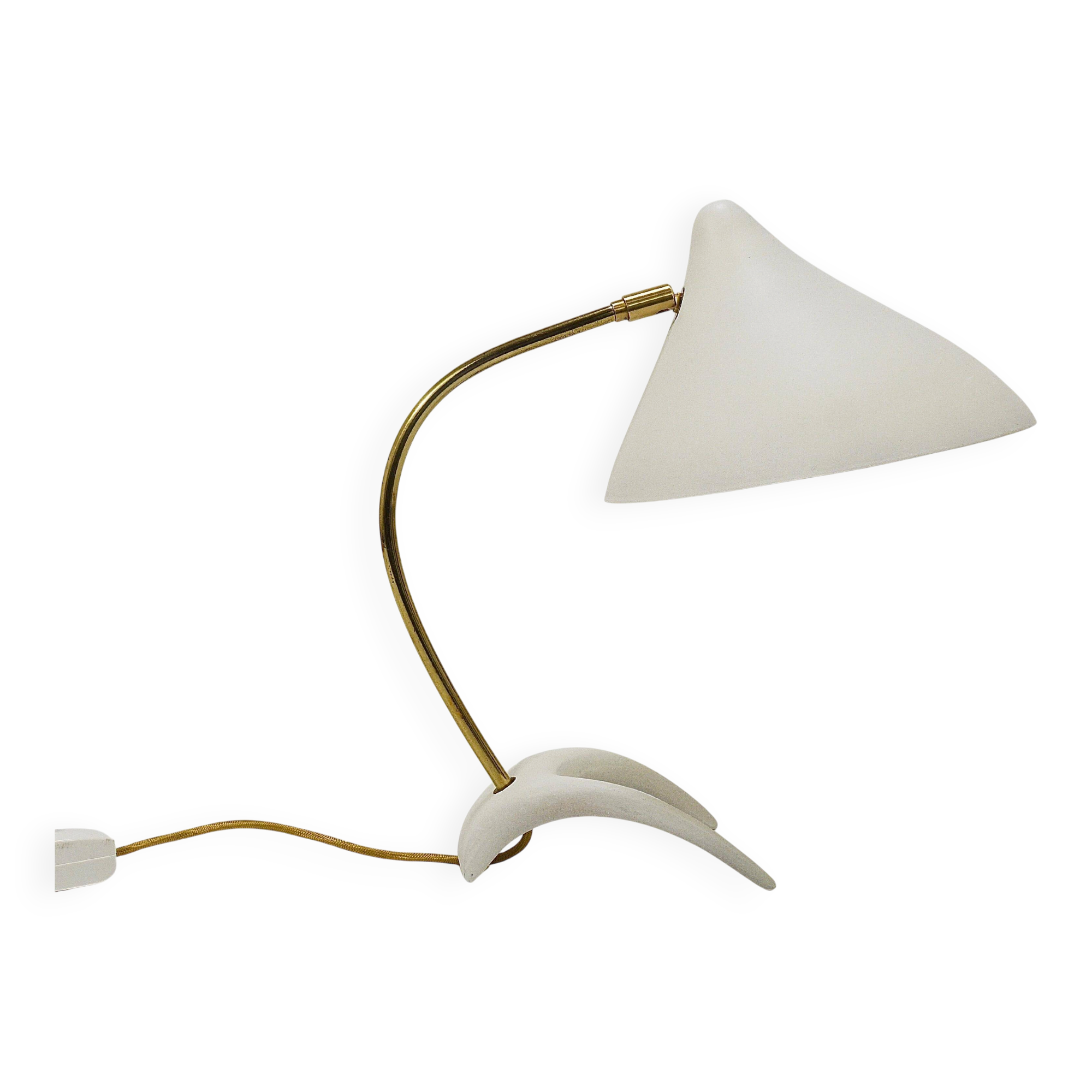 White brass desk or table lamp in the Louis Kalff style from the 1950s.