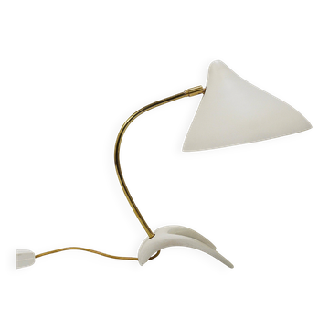 Lampe de bureau ou de table en laiton blanc style Louis Kalff années 1950