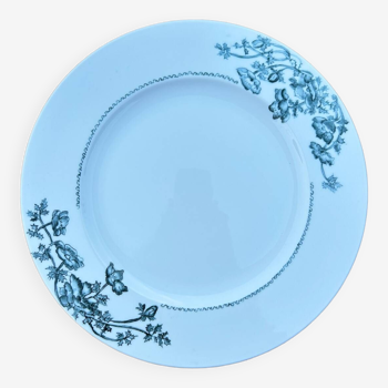 Porcelain plate decorated with blue flowers