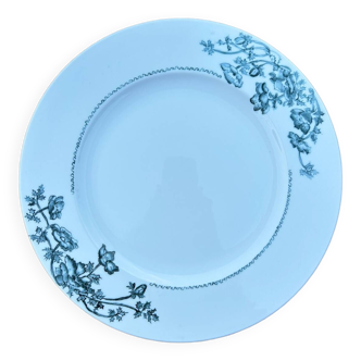 Assiette porcelaine décor fleurs bleues