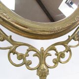 Tilting table mirror and art nouveau photo holder in bronze