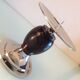 Candle holder in chrome and wood / vintage 70s