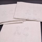 Set of 17 old damasked towels and monogram ac