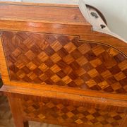 Cylindrical desk in cubic marquetry Louis XVI style late 19th, early 20th century