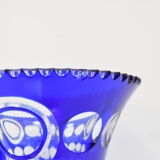 Vase bleu cobalt en cristal de plomb taillé à la main par caesar crystal bohemiae co, années 1980