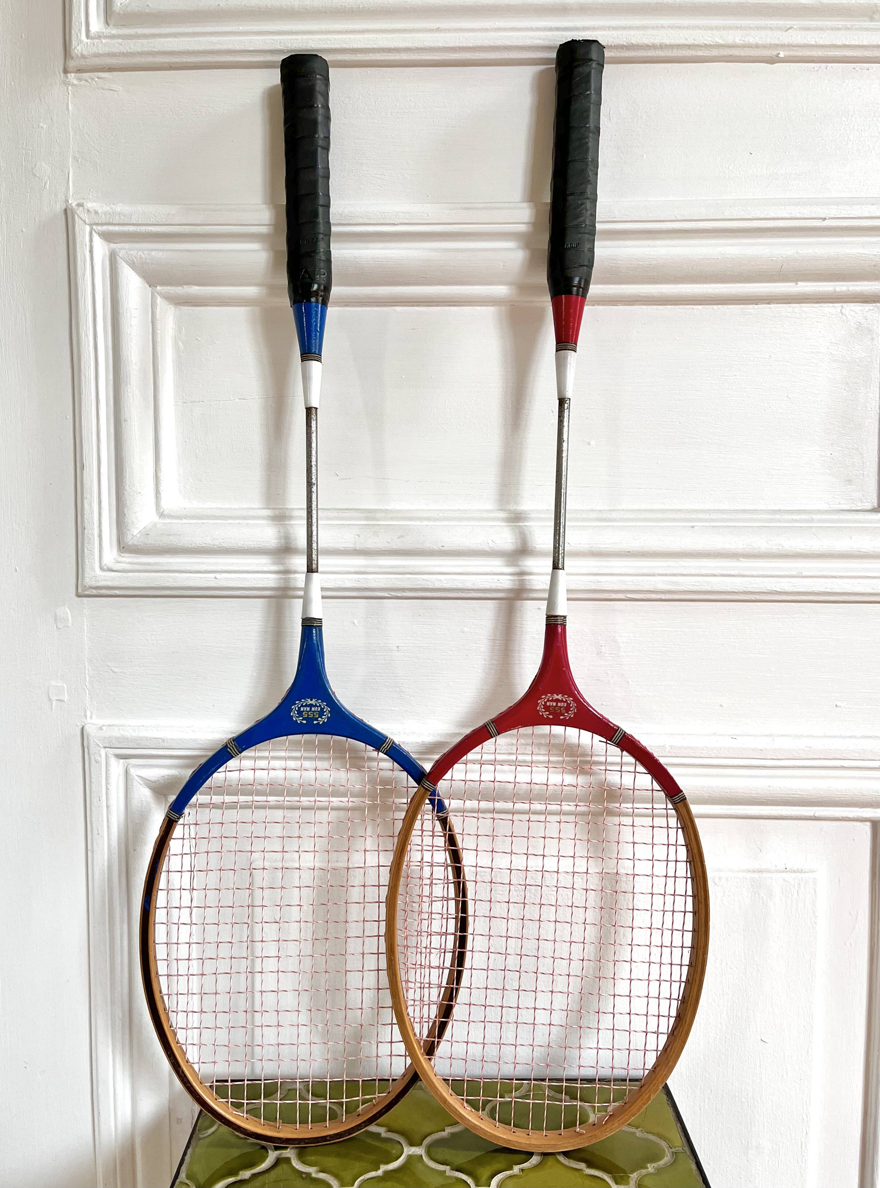Vintage wooden badminton rackets
