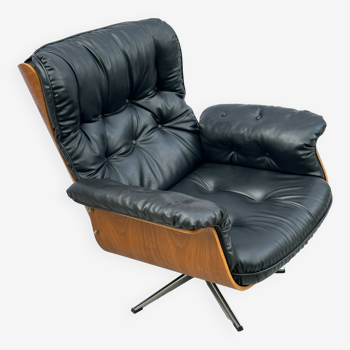 Vintage armchair in leather and rosewood inspired by MARTIN STOLL design 1970