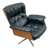 Vintage armchair in leather and rosewood inspired by Martin Stoll design 1970