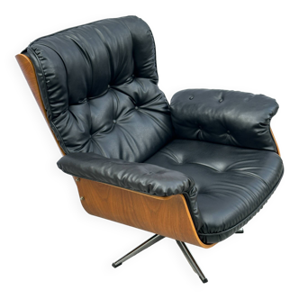 Vintage armchair in leather and rosewood inspired by MARTIN STOLL design 1970