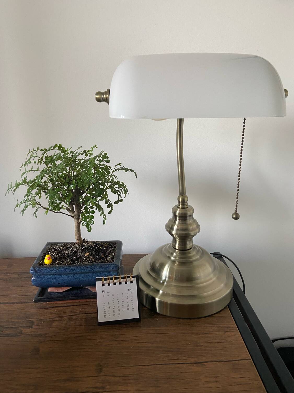 Banker's lamp in bronze and white opaline Notary lamp, Art Deco