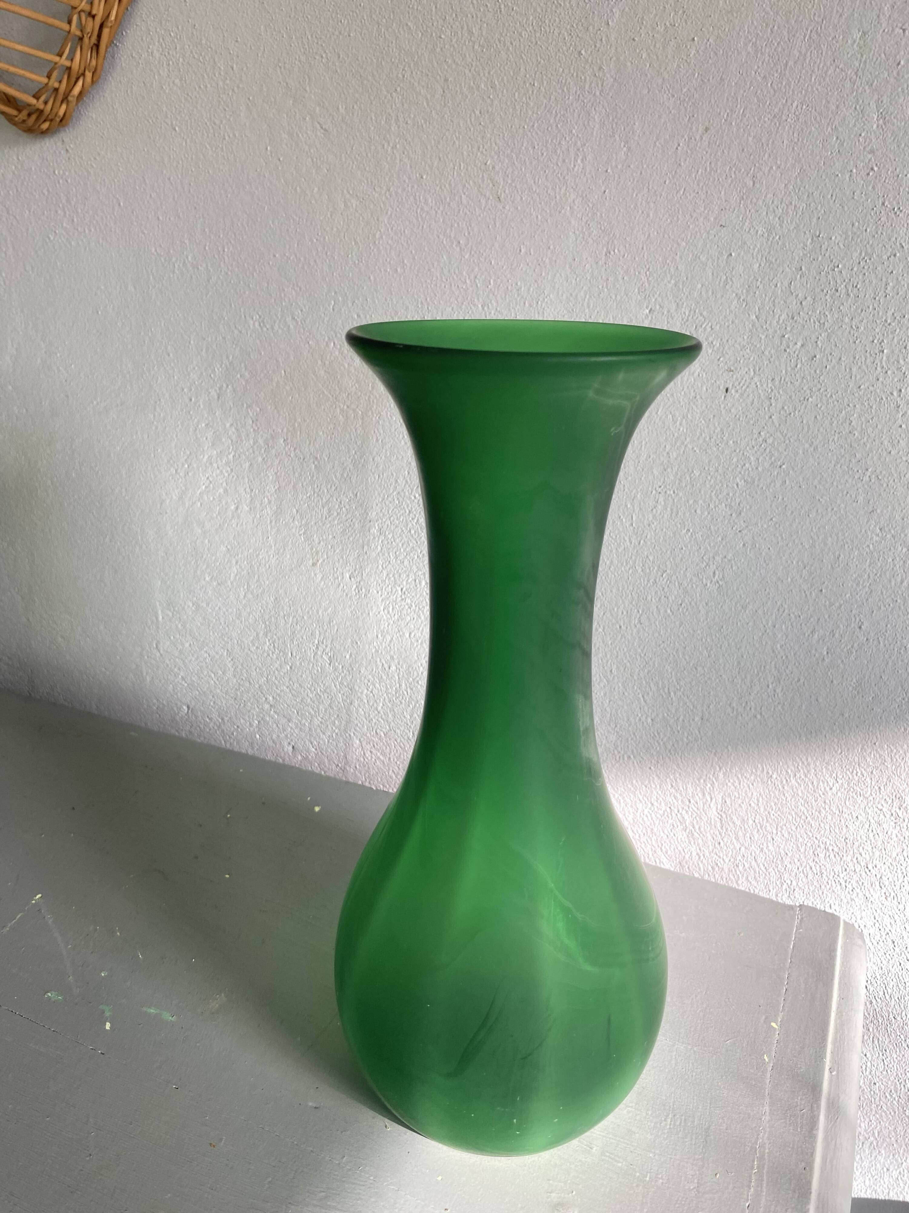 Green glass vase